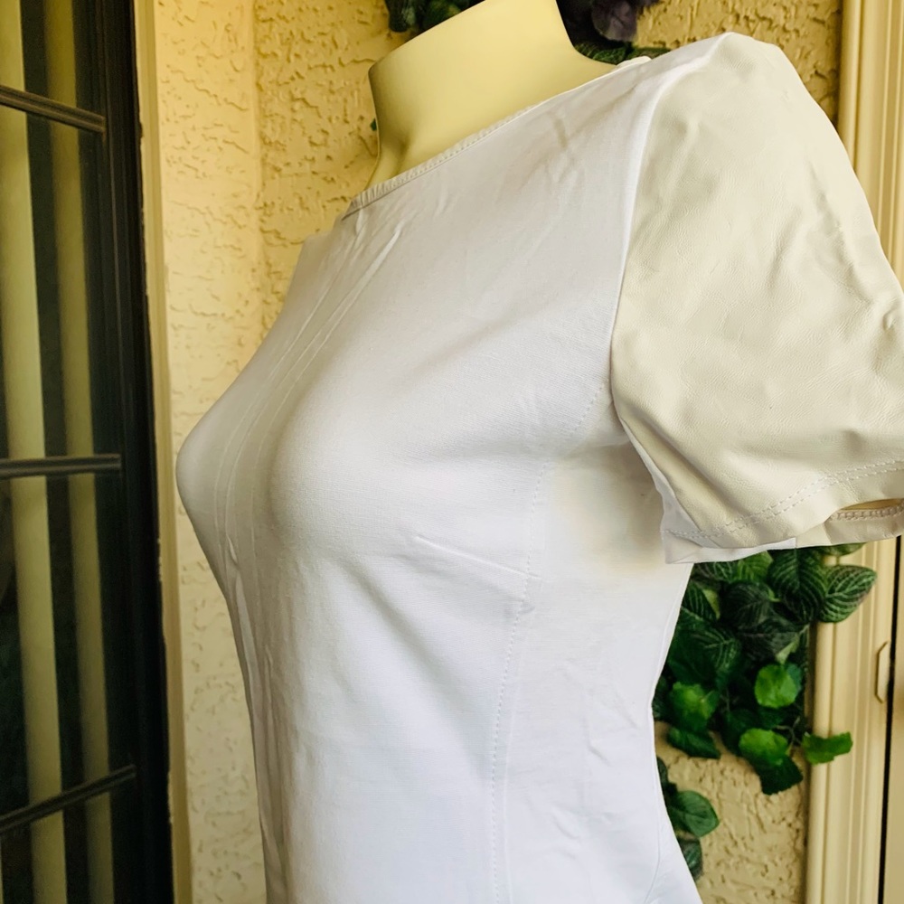 NWT BR Leather Sleeve Dress - Picture 5 of 11